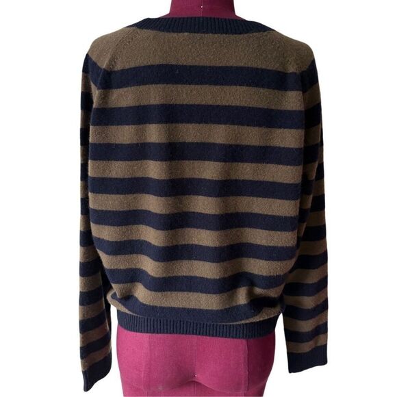 Vince Regiment Stripe Cashmere Sweater Coastal Rifle XS - Picture 4 of 9